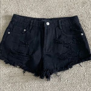 Black high rise shorts
